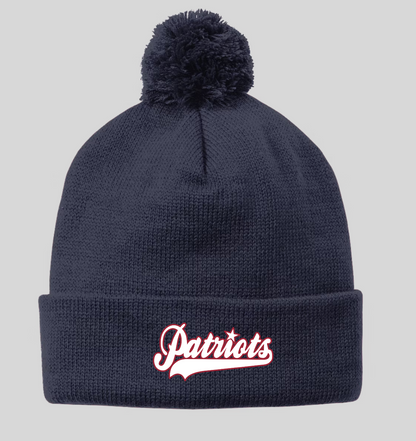 Patriots Solid Pom Pom Beanie Name or Number Optional