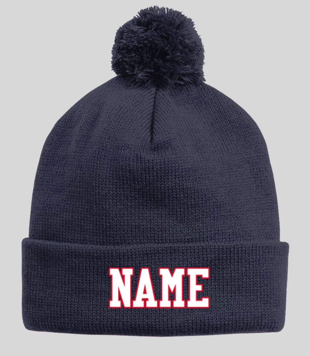 Patriots Solid Pom Pom Beanie Name or Number Optional