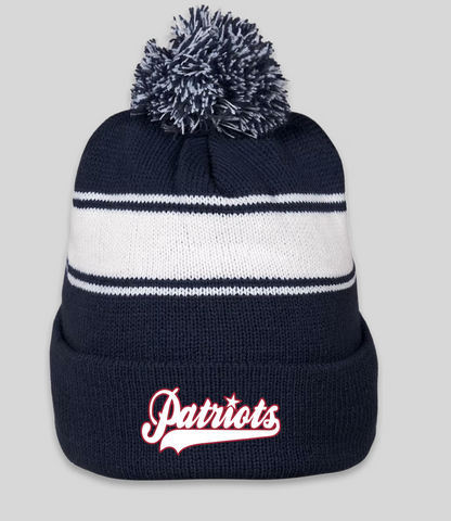 Patriots Stripe Pom Pom Beanie Name or Number Optional