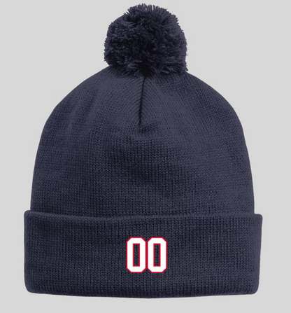 Patriots Solid Pom Pom Beanie Name or Number Optional